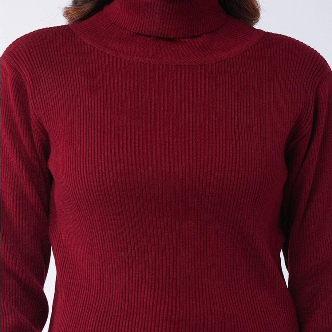 Maroon High Neck Pullover