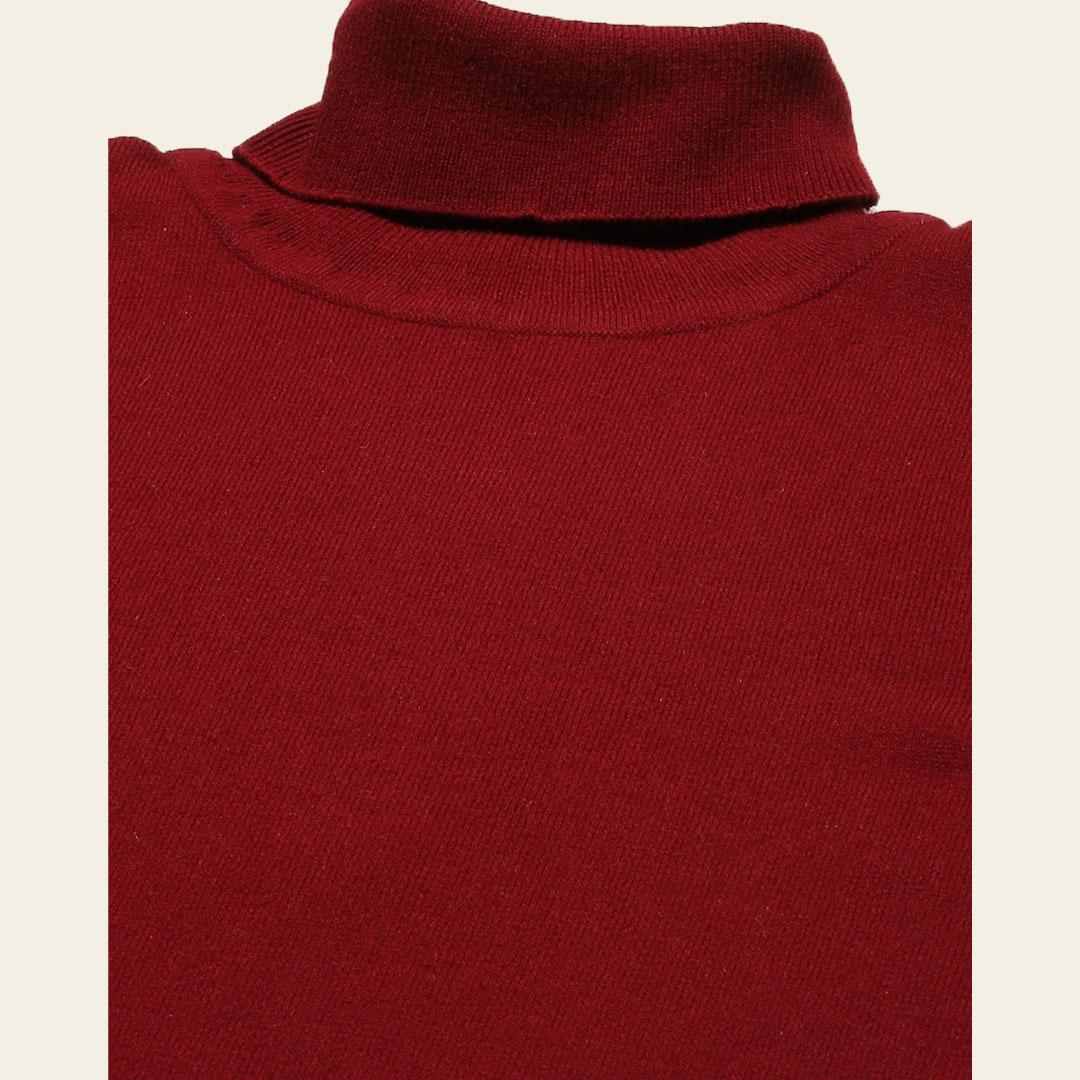Maroon High Neck Solid Pullover