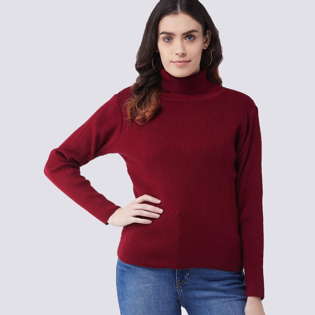 Maroon High Neck Pullover