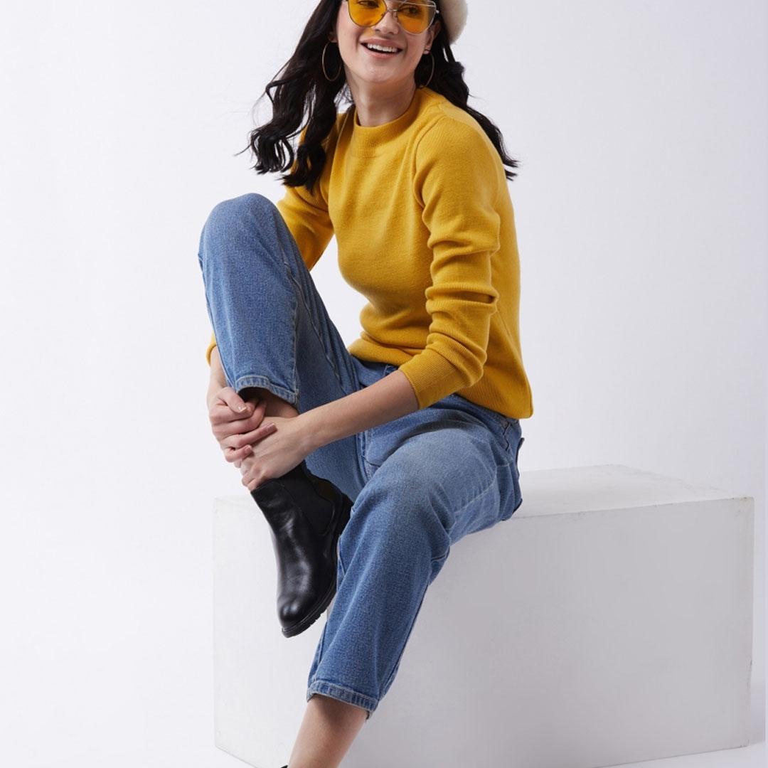 Mustard Solid Pullover