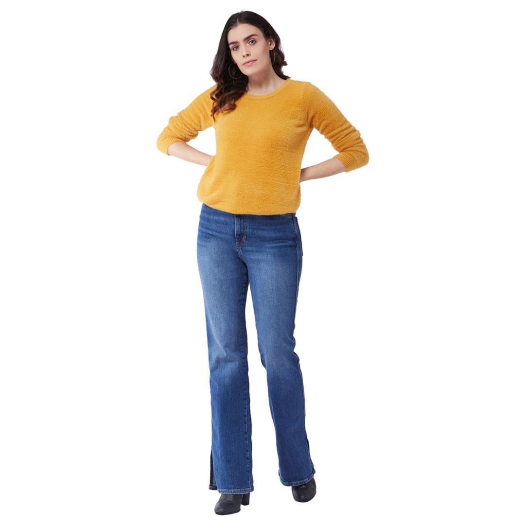 Mustard Solid Pullover Sweater