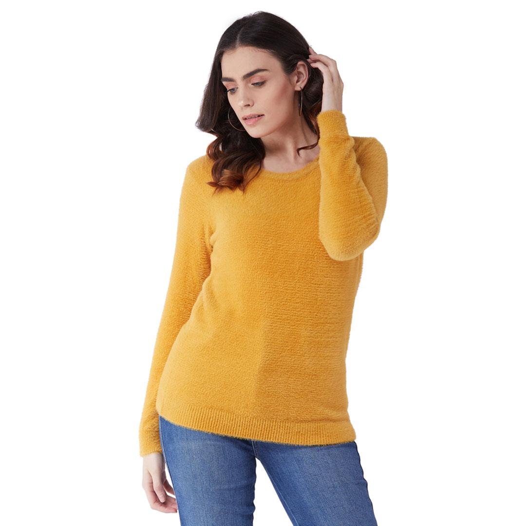 Mustard Solid Pullover Sweater