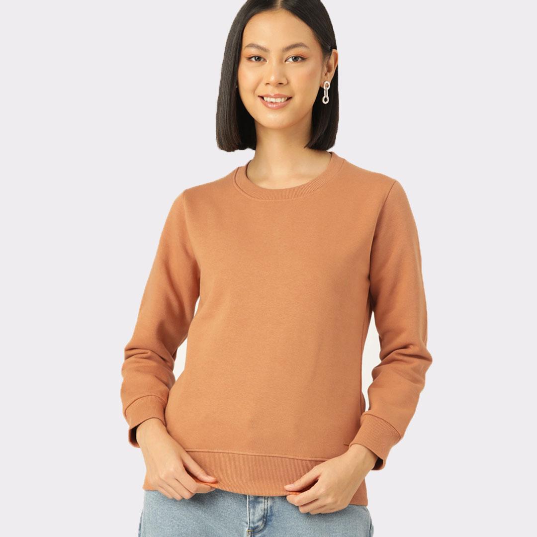 Mustard Coloured Solid Sweatshirt