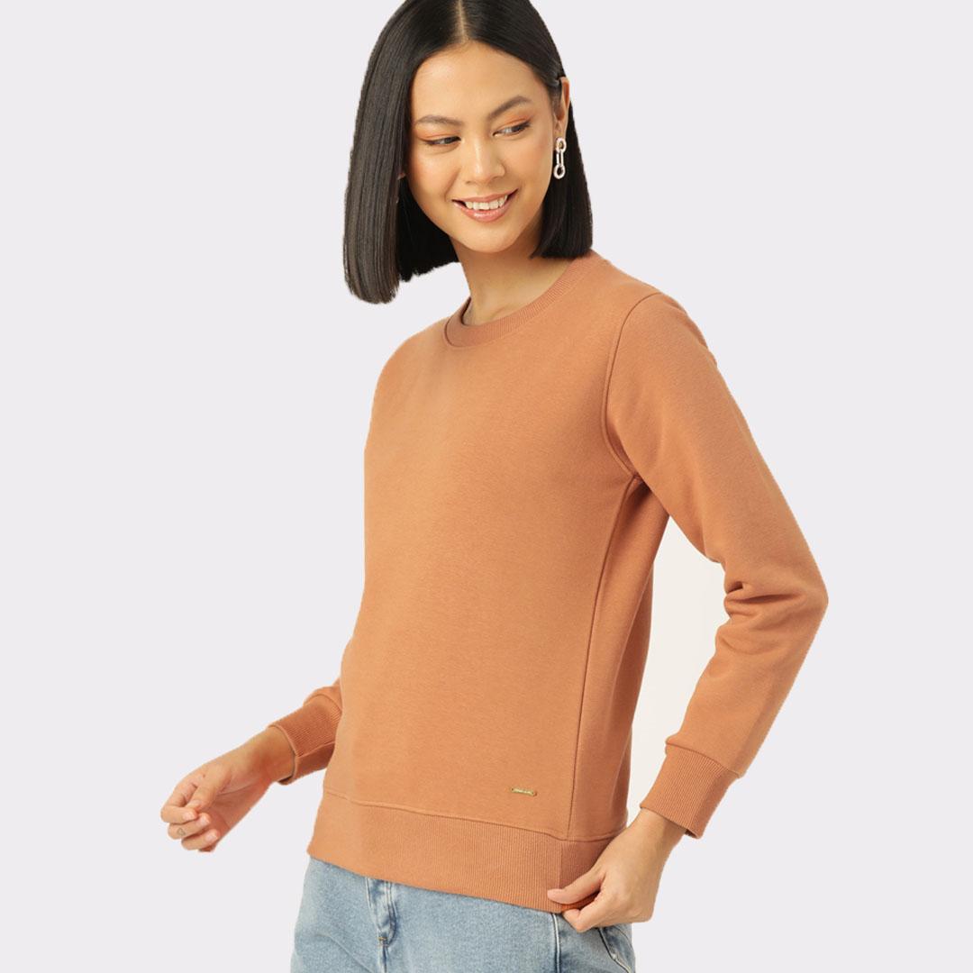 Mustard Coloured Solid Sweatshirt