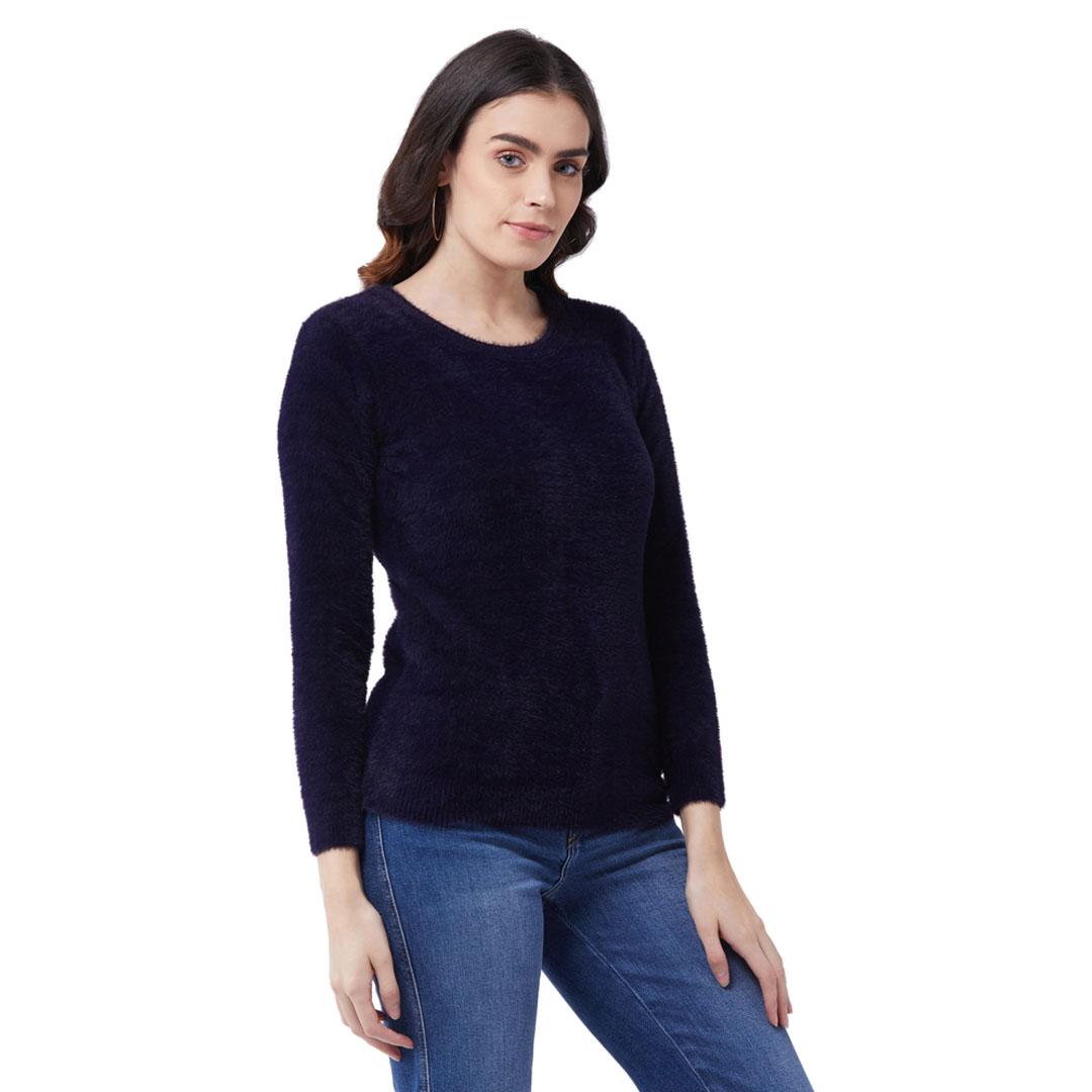 Navy Solid Pullover Sweater