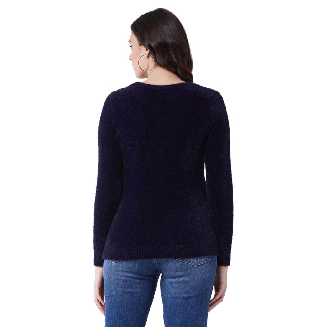Navy Solid Pullover Sweater
