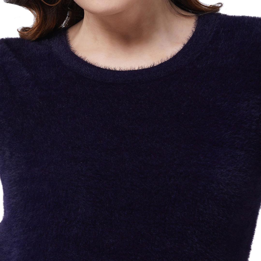Navy Solid Pullover Sweater