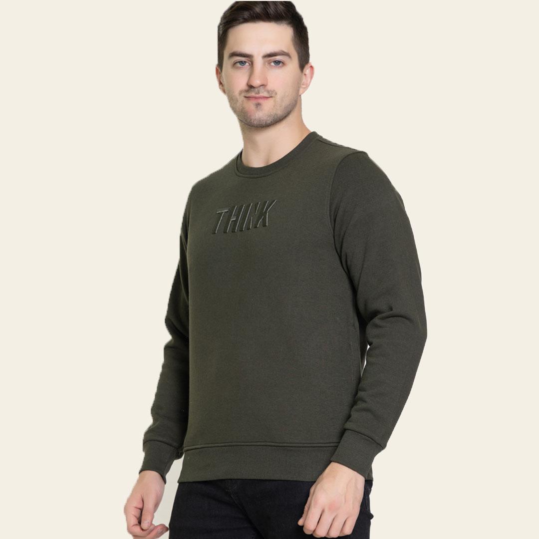 Olive Round Neck Sweatshirt