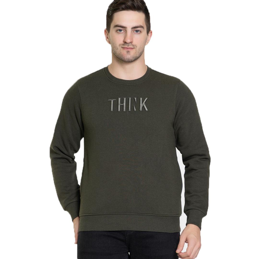 Olive Round Neck Sweatshirt