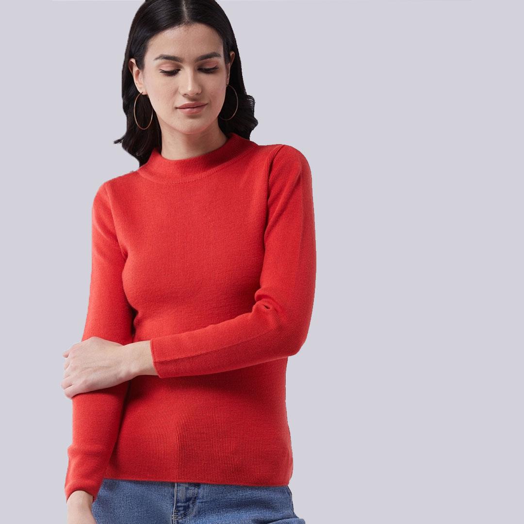 Orange Solid Pullover