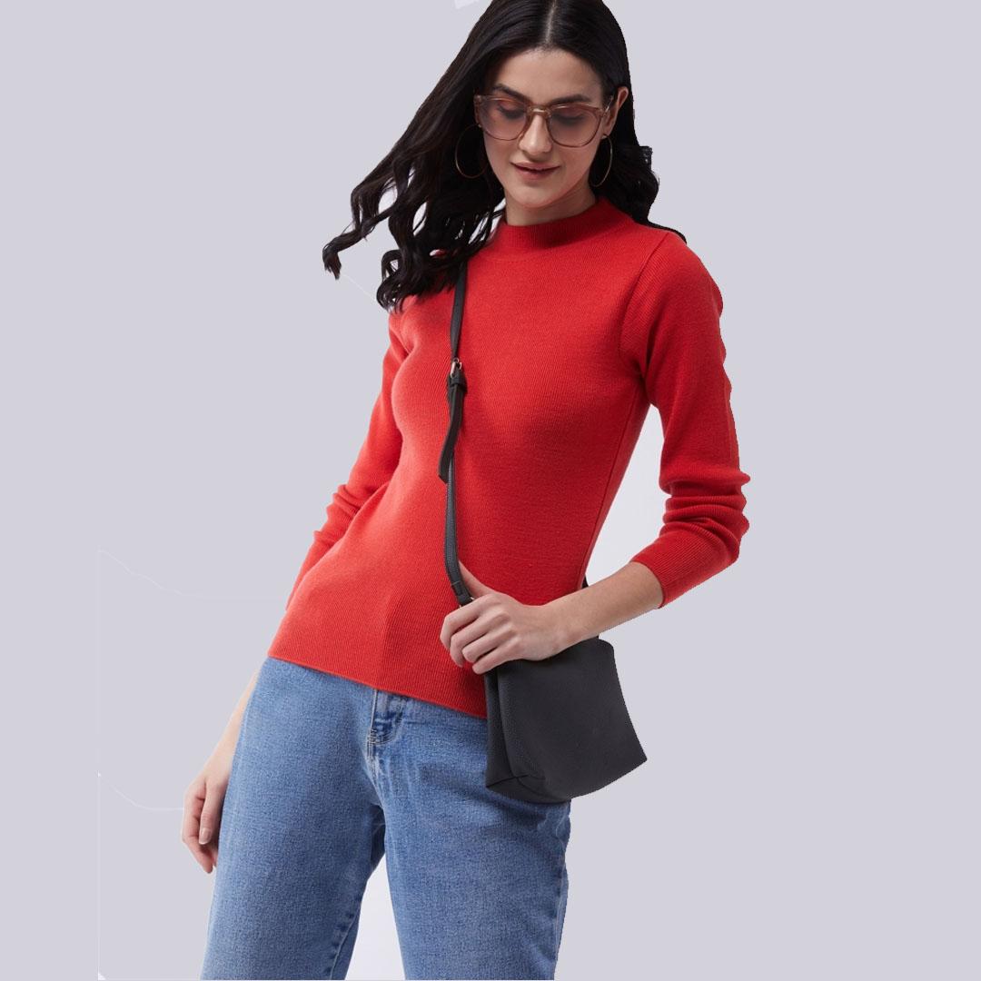 Orange Solid Pullover
