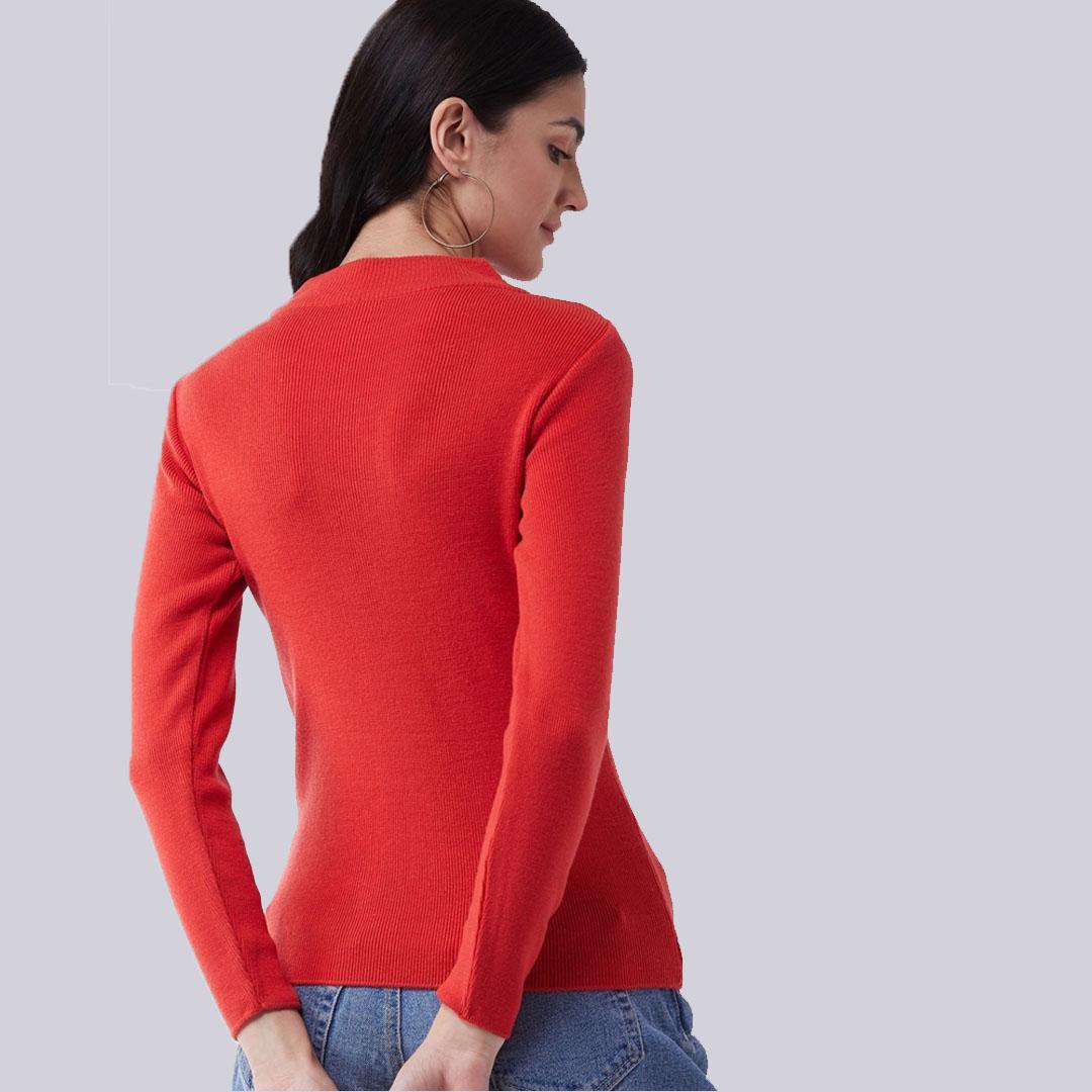Orange Solid Pullover