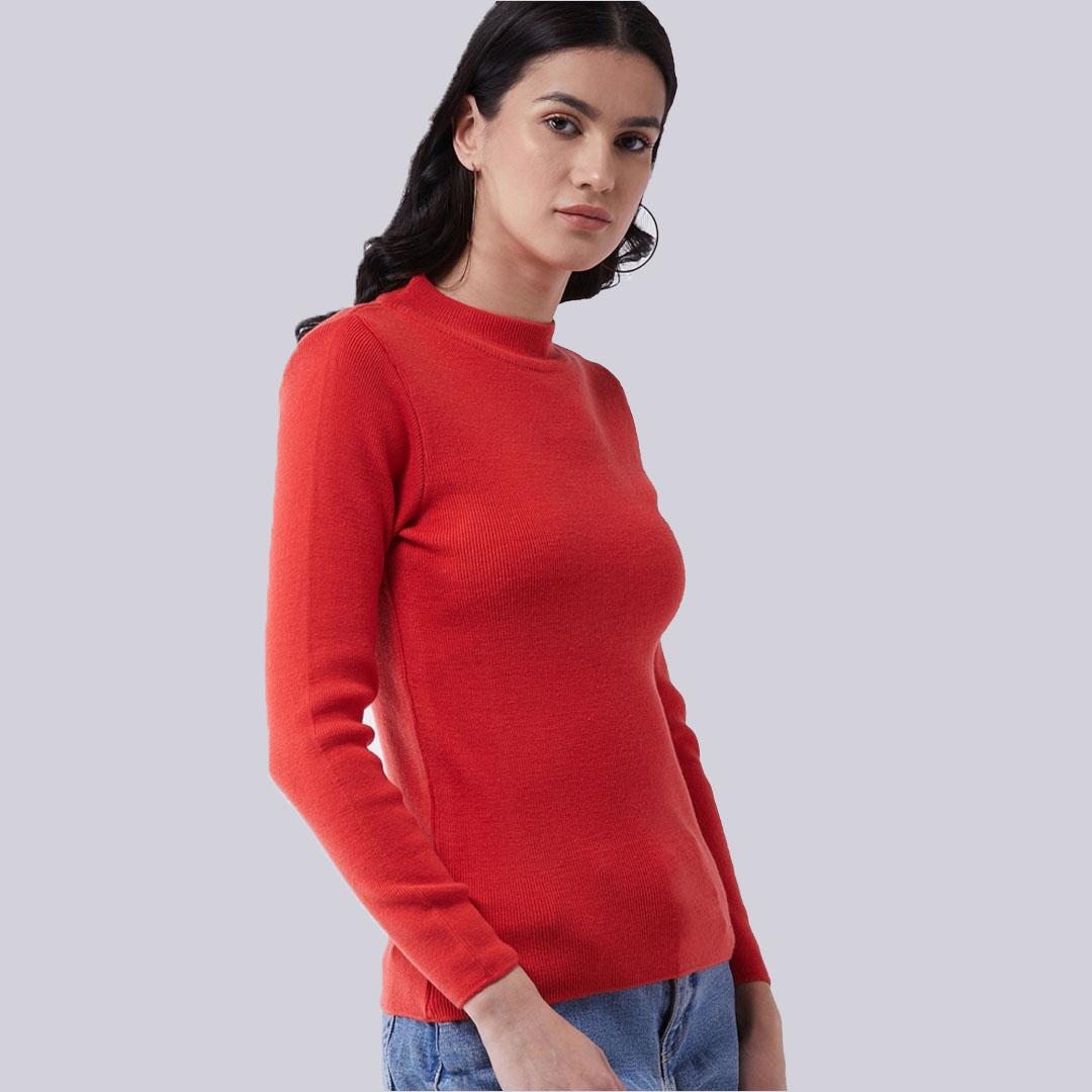 Orange Solid Pullover