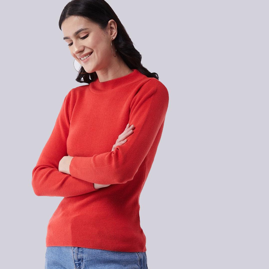 Orange Solid Pullover