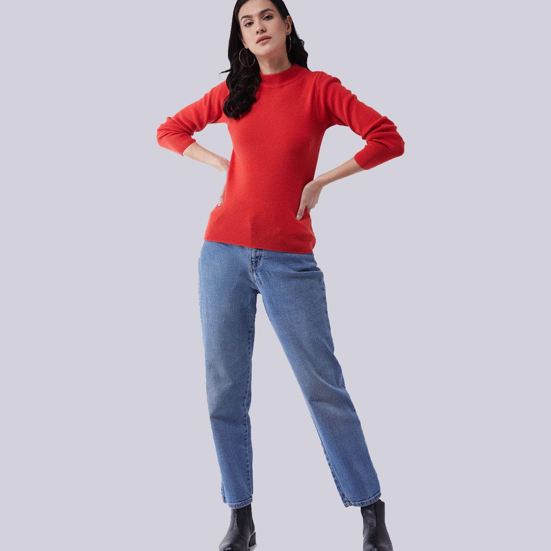 Orange Solid Pullover