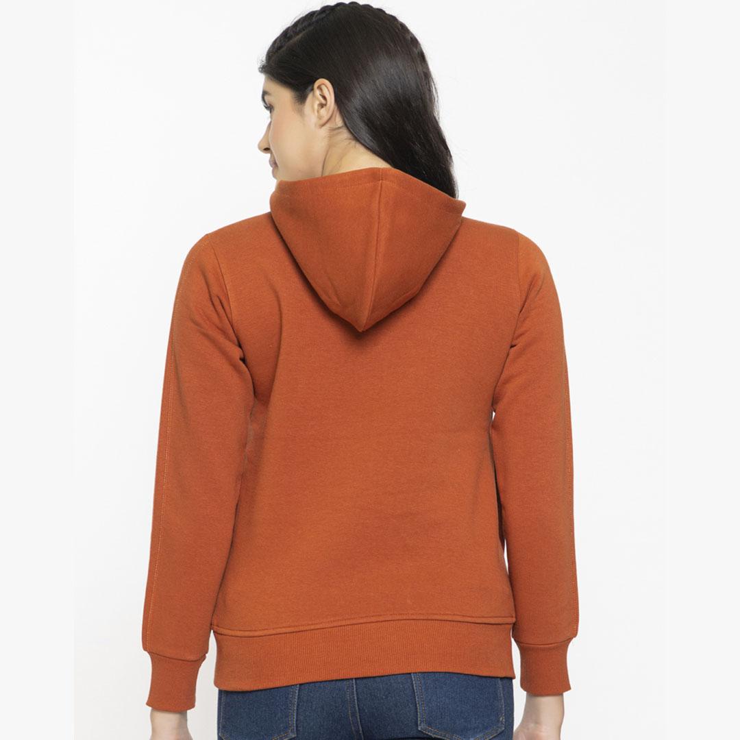 FEMEA Women Mustard Hooded Sweatshirt
