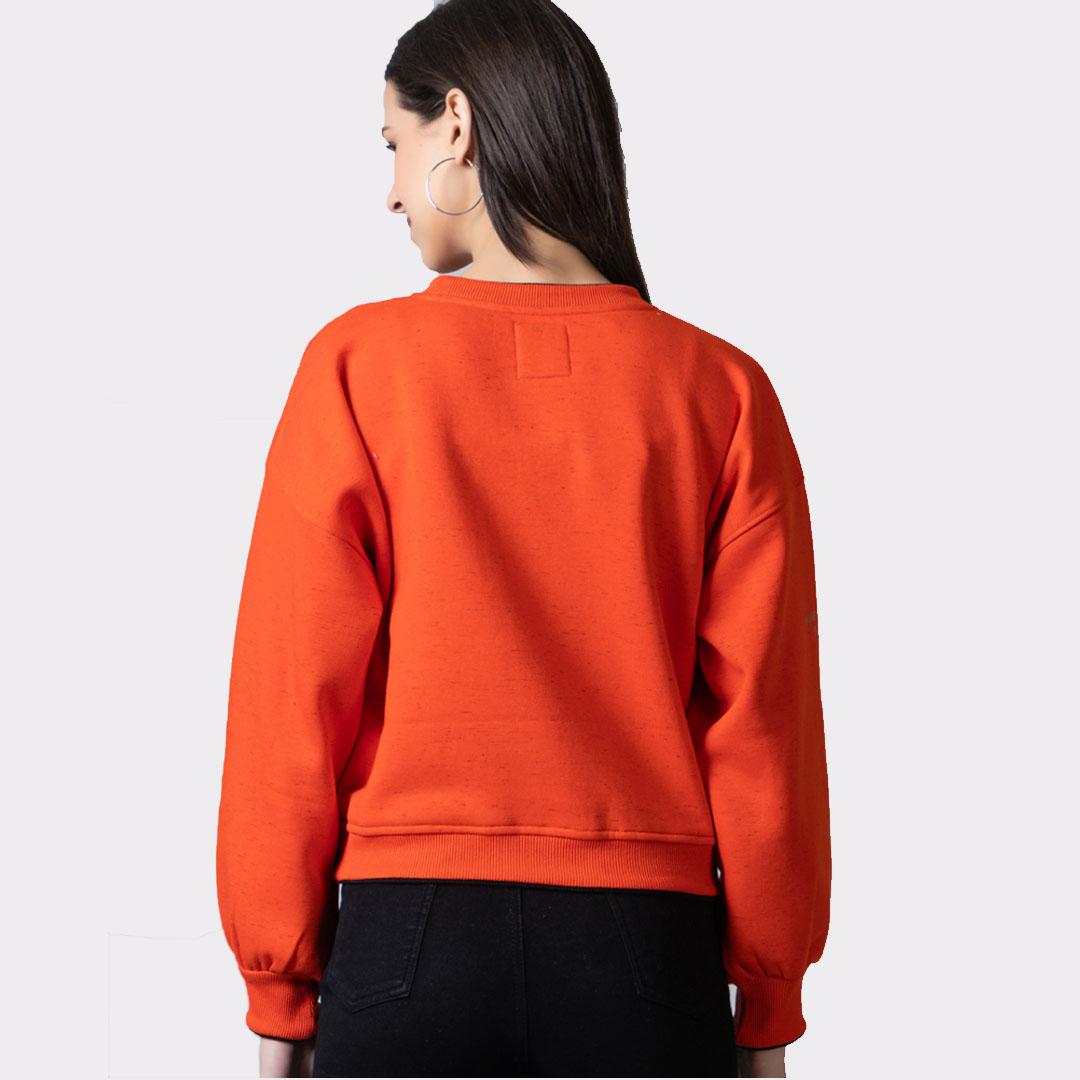 Orange Drop Shoulder Fleece Sweatshirt