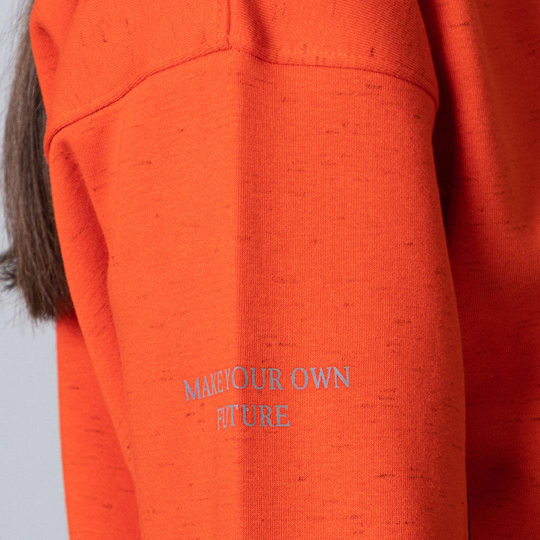 Orange Drop Shoulder Fleece Sweatshirt