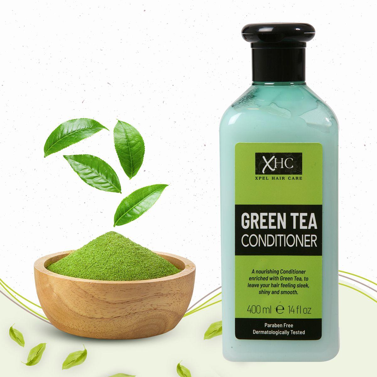 Xpel Marketing Green Tea Conditioner With Green Tea & Tea Tree Oil To Prevent Hair Loss, Dandruff & Breakage - Vegan Friendly.NO Sulphates, Parabens, Silicones, Color & PEG - 400 ml