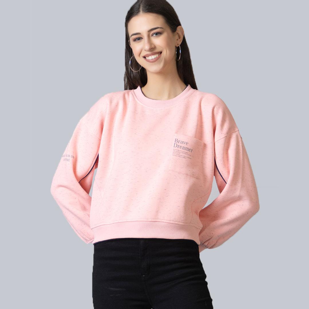 Peach Drop Shoulder Fleece Sweatshirt