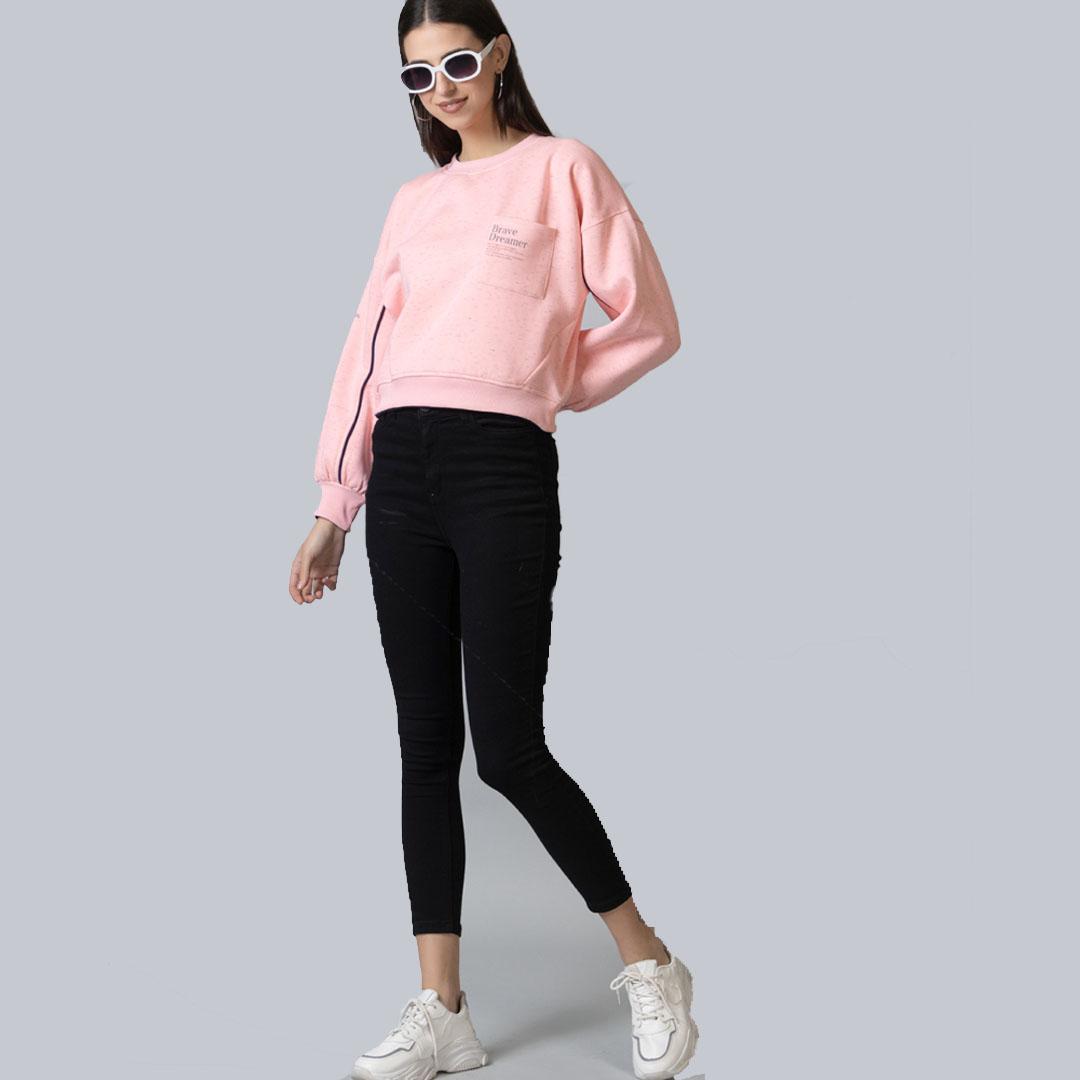 Peach Drop Shoulder Fleece Sweatshirt