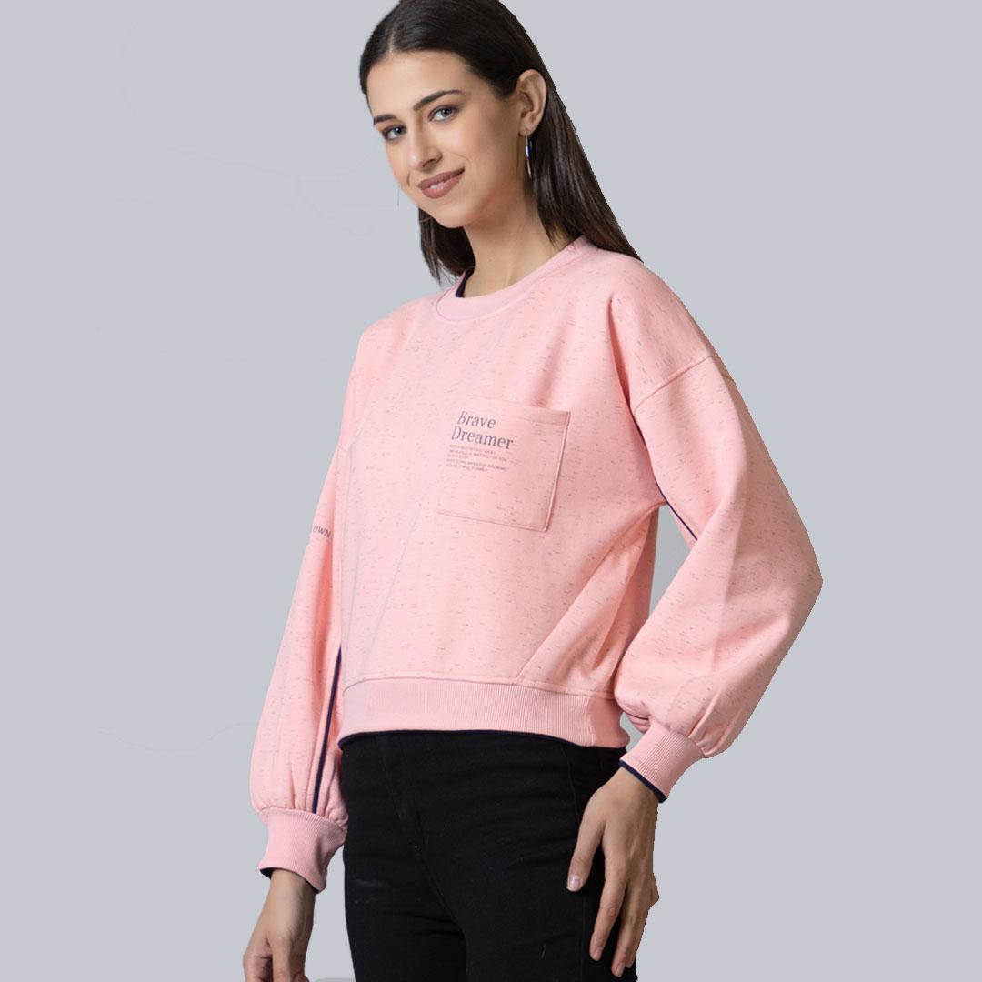 Peach Drop Shoulder Fleece Sweatshirt