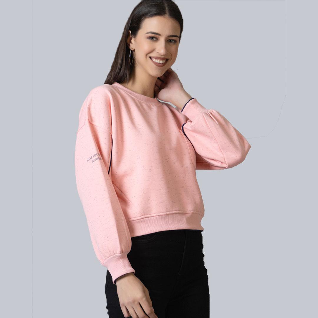 Peach Drop Shoulder Fleece Sweatshirt