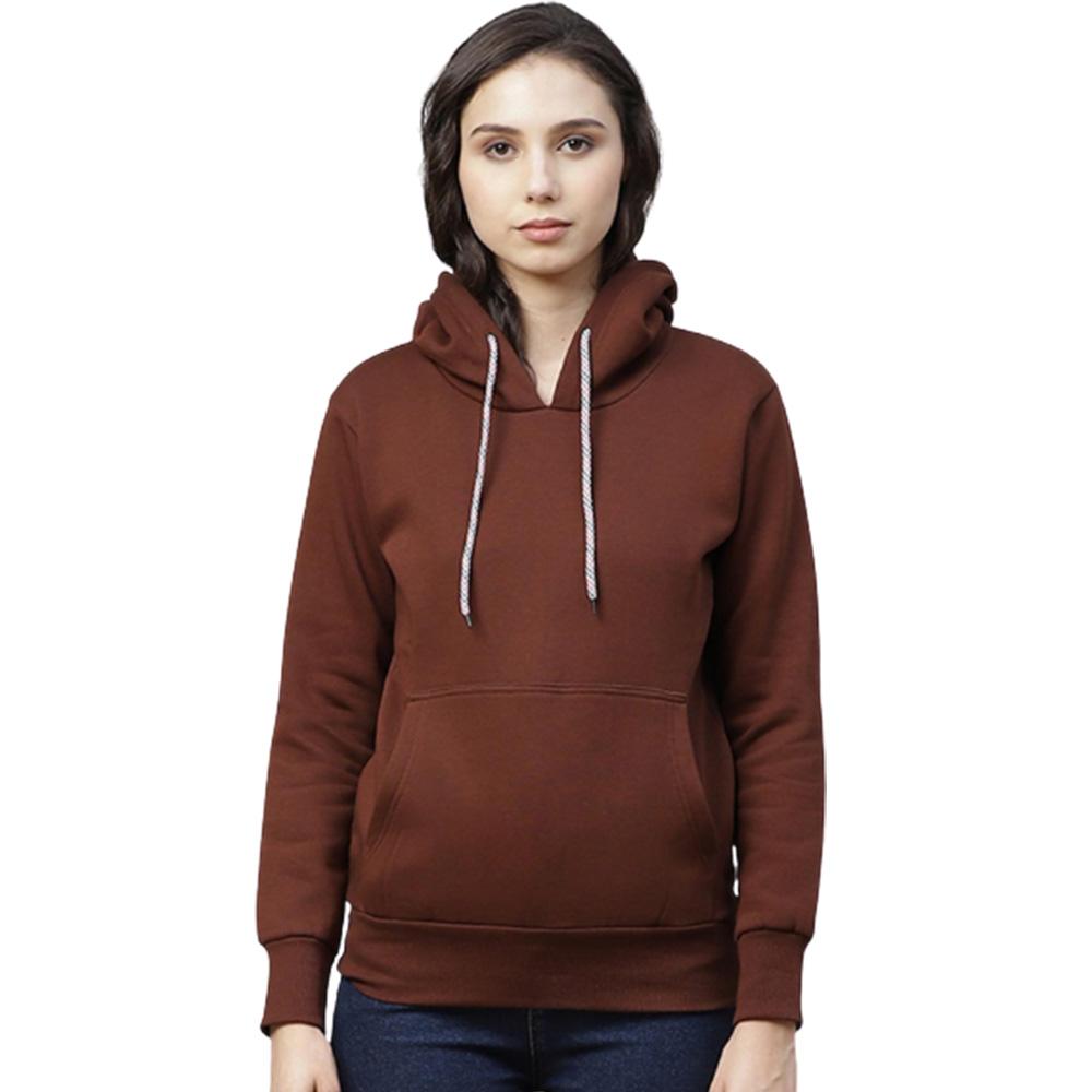 Pack of 2 - PICOT Women Brown &  Blue Solid Hooded Sweatshirt