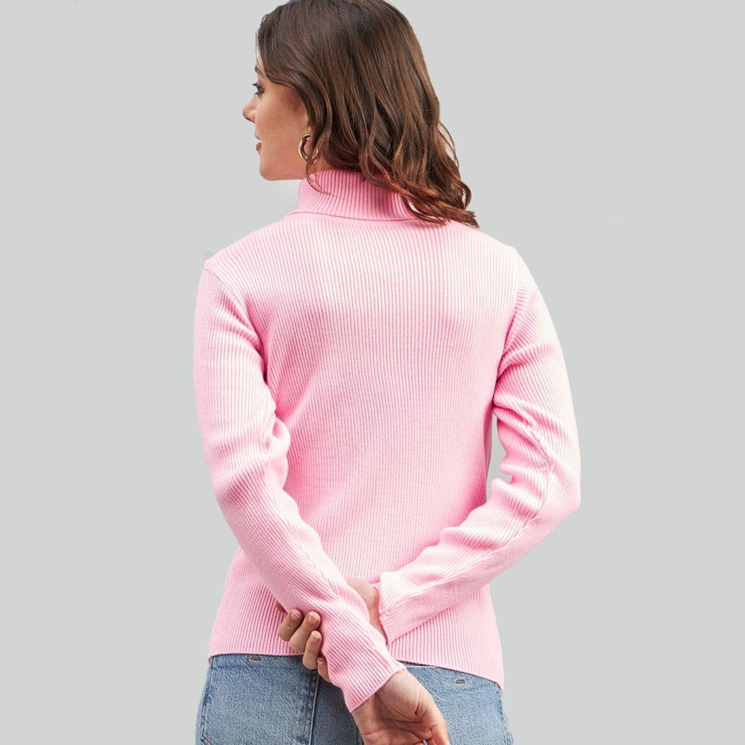 Baby Pink Ribbed Acrylic Pullover Sweater
