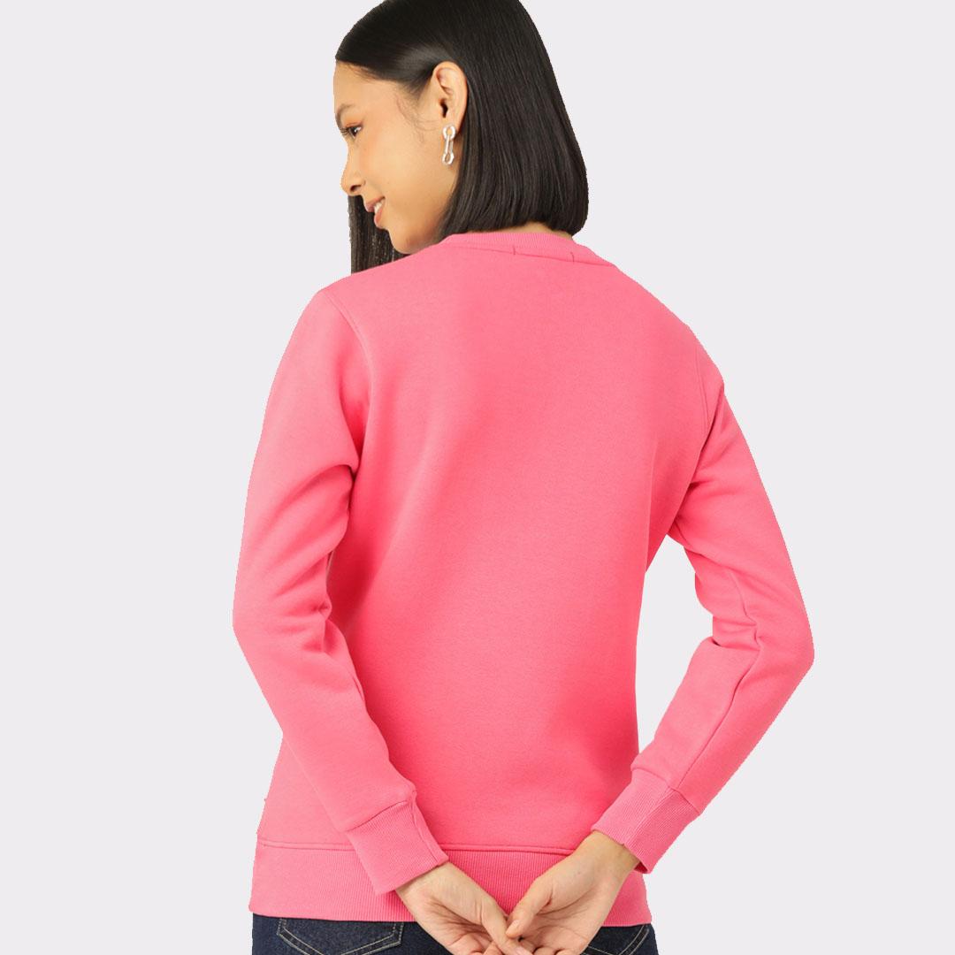 Hot Pink Coloured Solid Sweatshirt