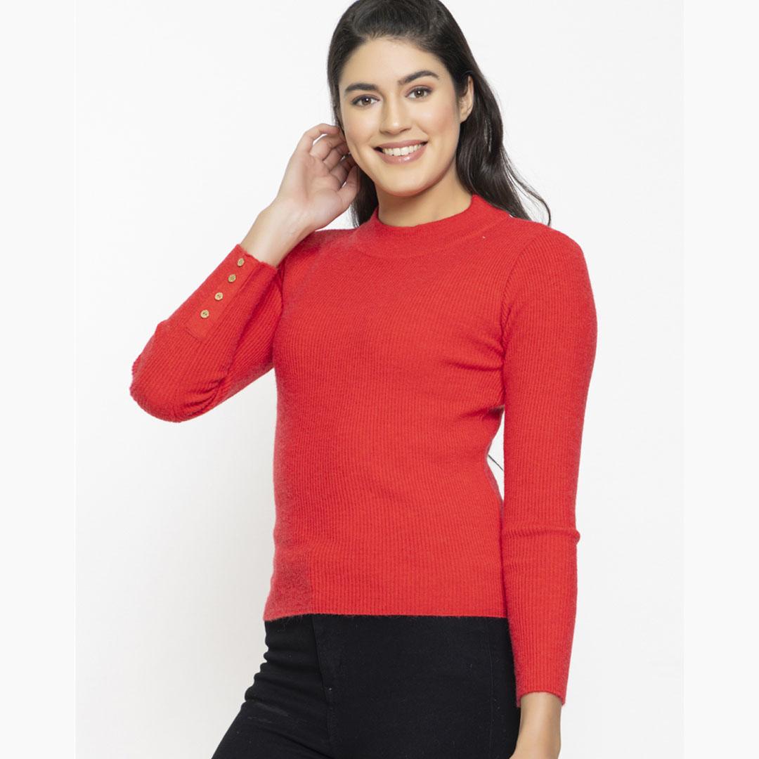 Red Solid Pullover