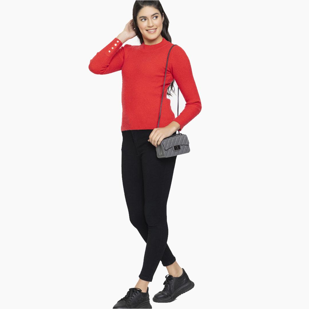 Red Solid Pullover