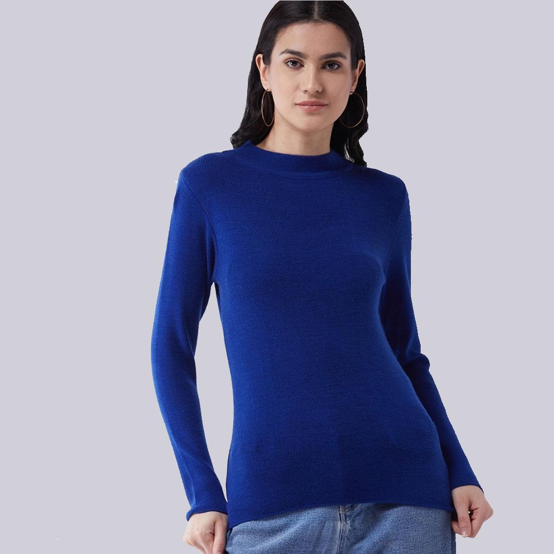 Royal Blue Solid Pullover