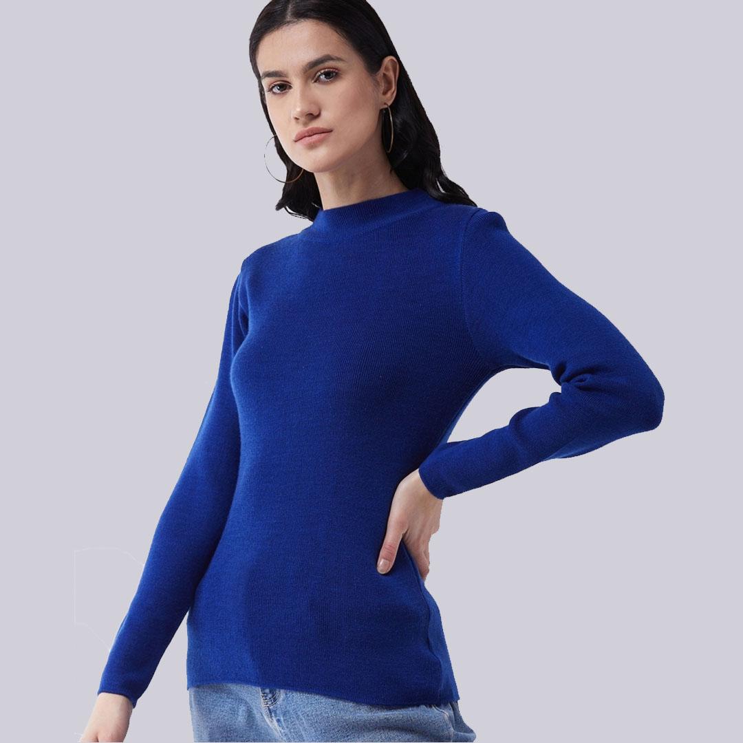 Royal Blue Solid Pullover