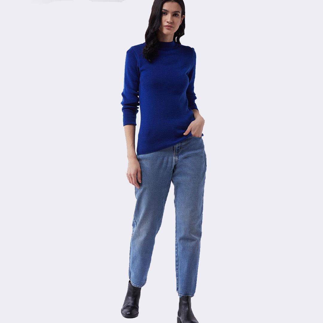 Royal Blue Solid Pullover
