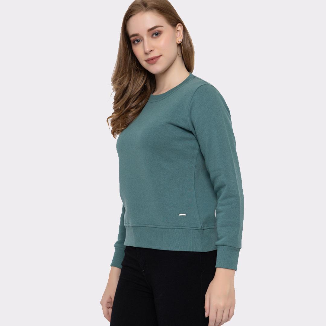 Teal Coloured Solid Sweatshirt