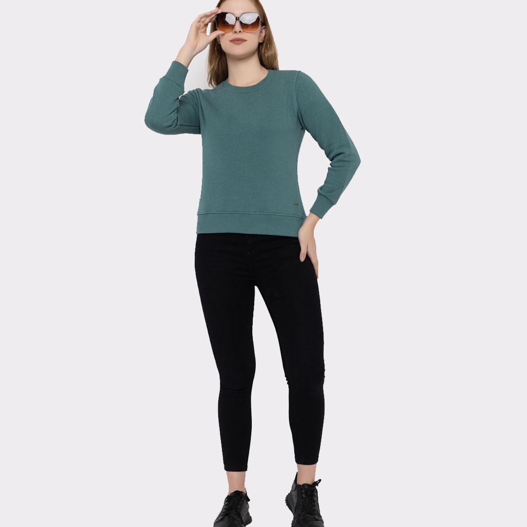 Teal Coloured Solid Sweatshirt