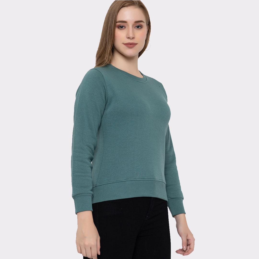 Teal Coloured Solid Sweatshirt