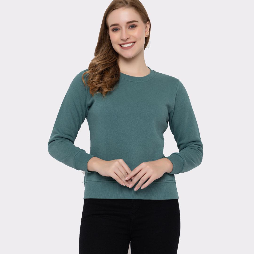 Teal Coloured Solid Sweatshirt