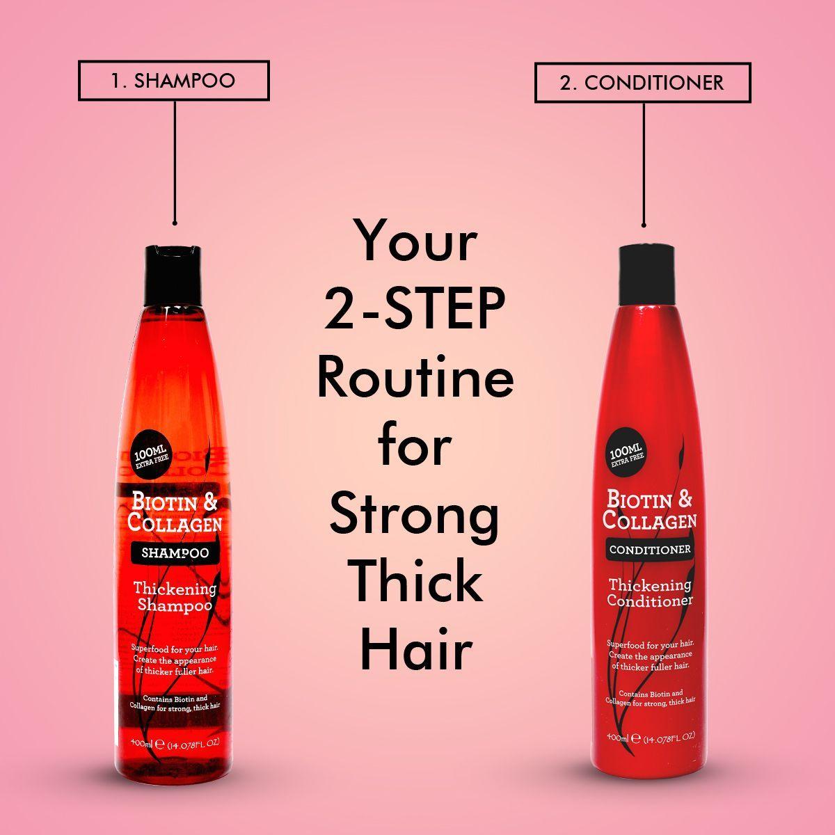 Biotin & Collagen Thickening Shampoo & Conditioner For Strong Thick Hair, helps combat dryness, breakage and hair loss (Set of 2) 400ml + 400ml