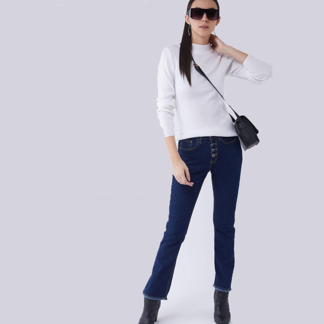 White Solid Pullover