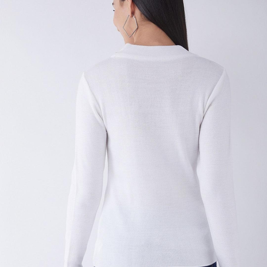 White Solid Pullover