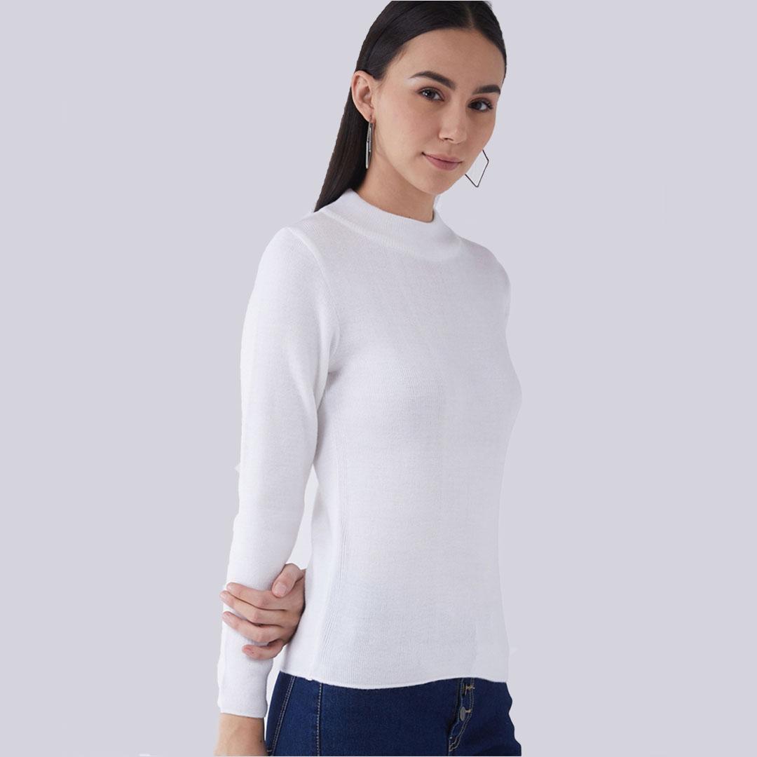 White Solid Pullover