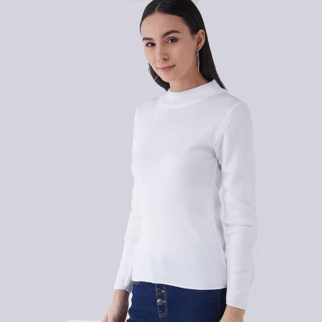 White Solid Pullover