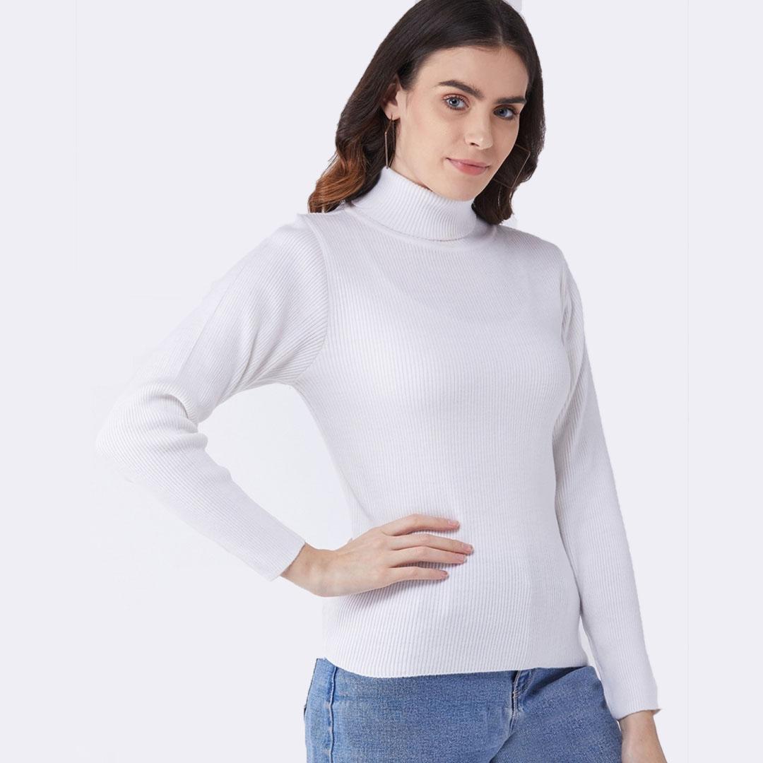 White High Neck Pullover