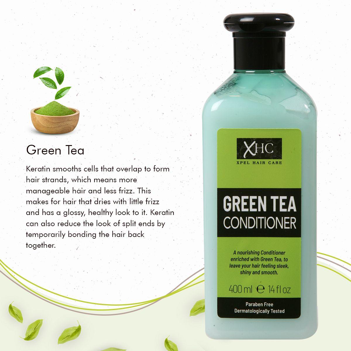 Xpel Marketing Green Tea Conditioner With Green Tea & Tea Tree Oil To Prevent Hair Loss, Dandruff & Breakage - Vegan Friendly.NO Sulphates, Parabens, Silicones, Color & PEG - 400 ml