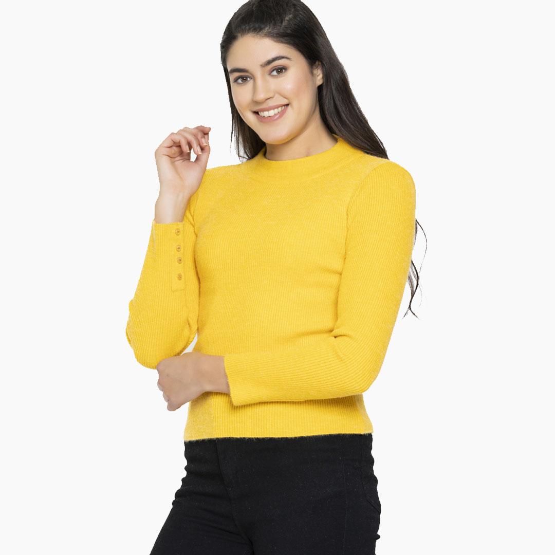 Yellow Solid Pullover
