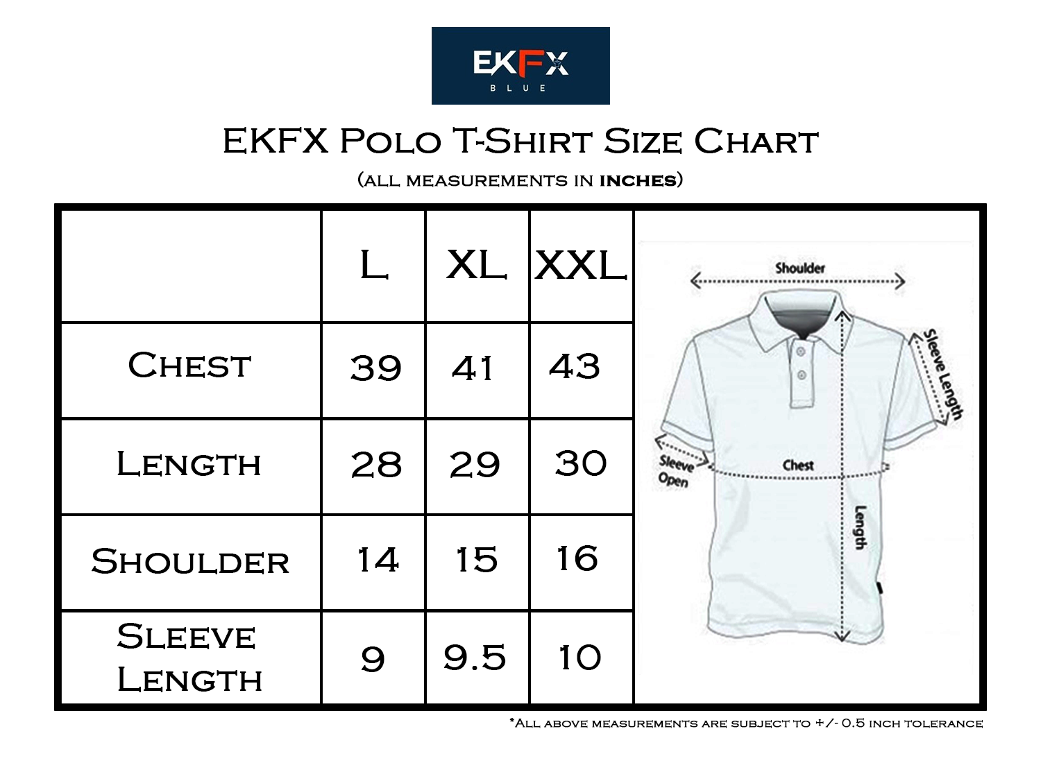 Ekfx Men's Striped Polo Neck Multicolor T-shirt (1171) Size Chart