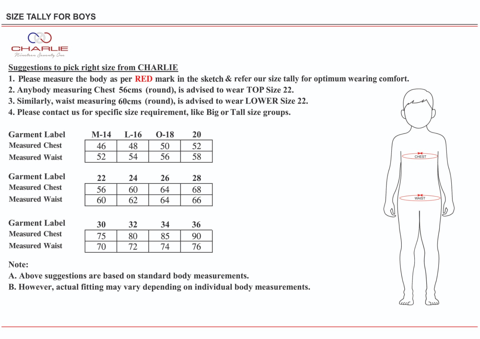 Winter Kid's Track Suit Ink Blue Size Chart